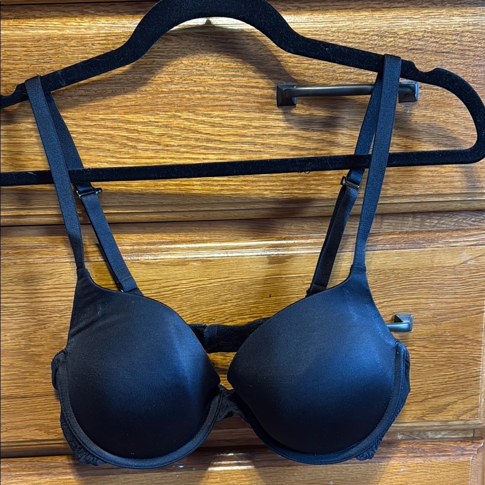 34D padded lace black bra